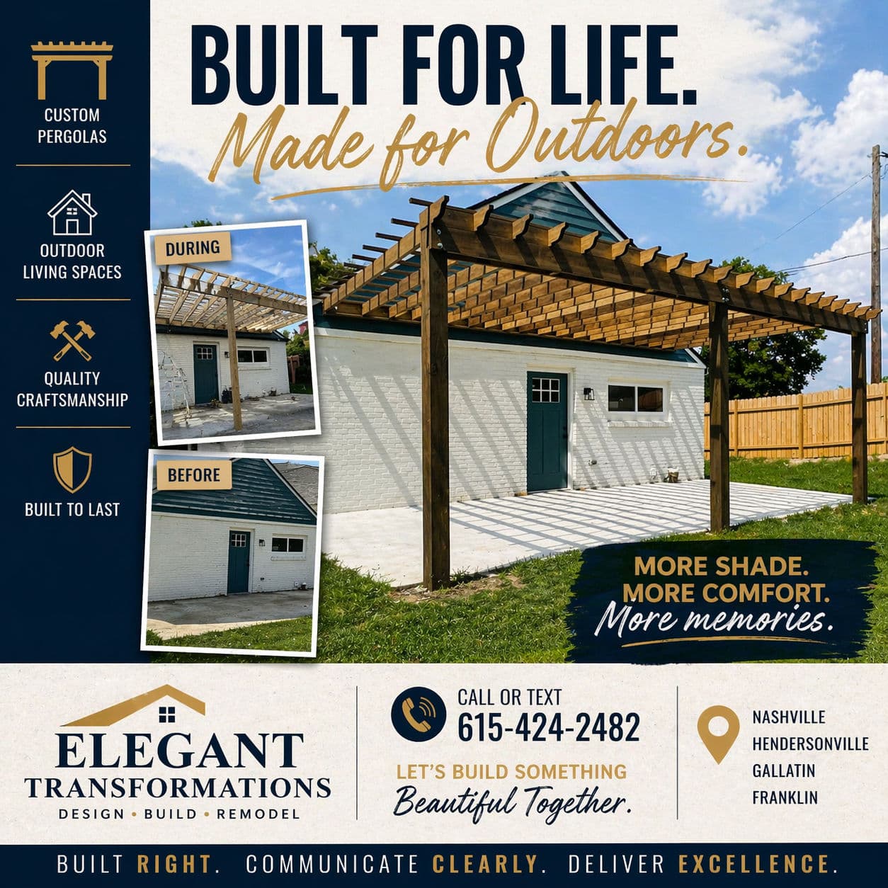 Custom Pergola Install Turns a Plain Patio Into Outdoor Living in East Nashville image