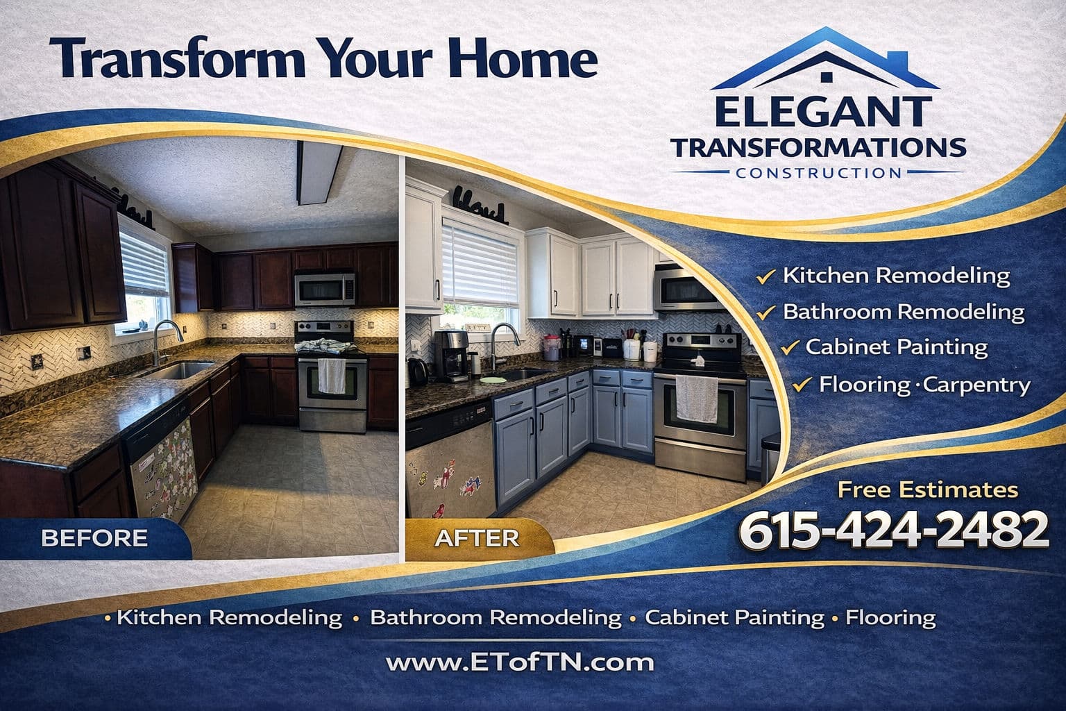 Project Stunning Kitchen Update with Brilliant White and Blue Transformation image