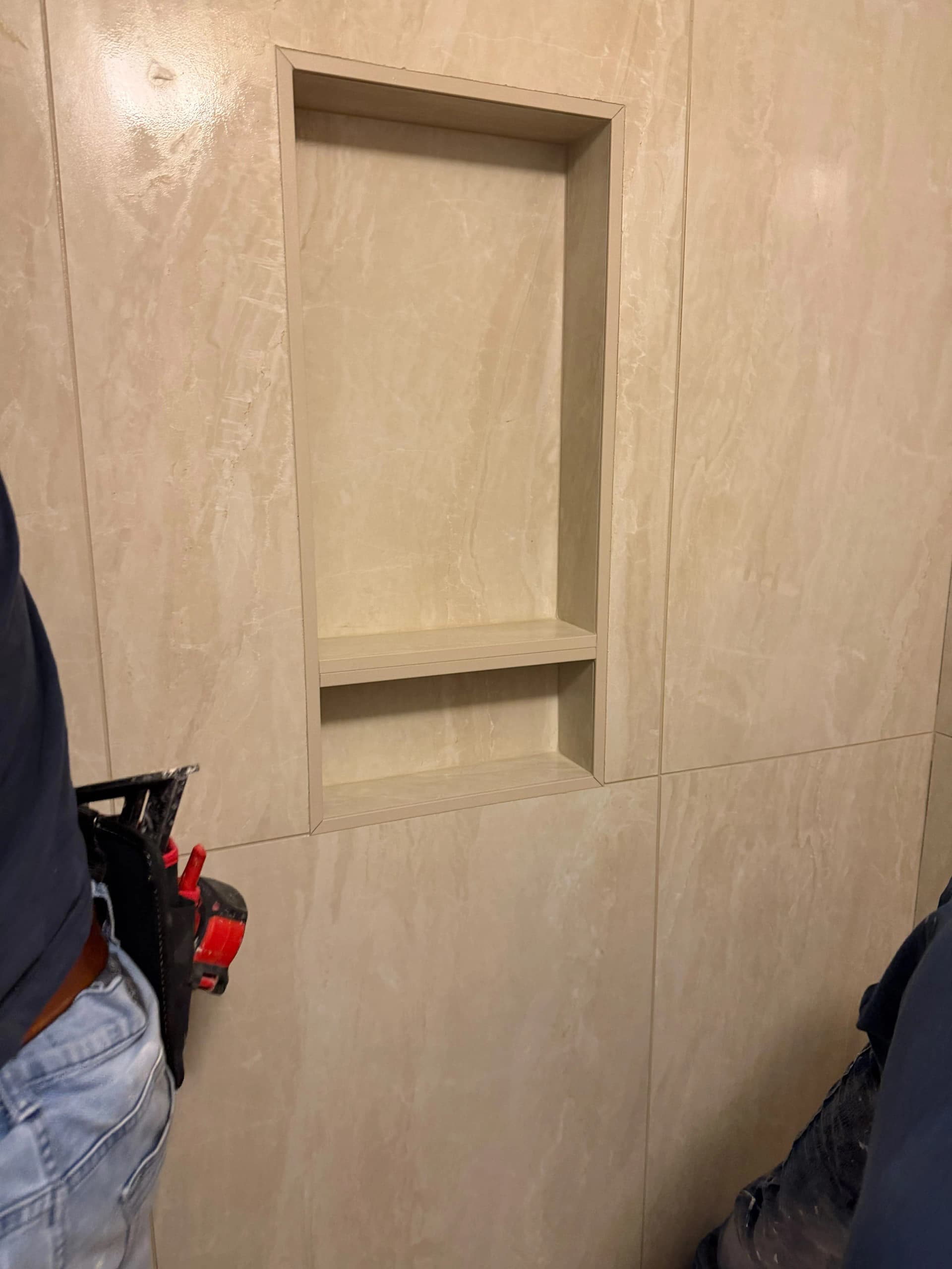 Custom Tile Niche Built Into a Hendersonville Bathroom Remodel image